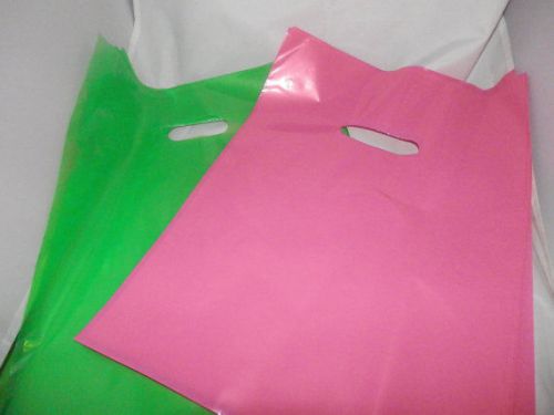 100 9&#034; x 12&#034; Lime Green and Hot Pink Low-Density Plastic Merchandise Bags
