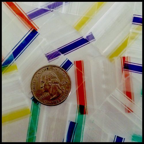Mini ziplock baggies 12534 apple 100 color stripe bags 1.25&#034; x .75&#034; mix quality for sale