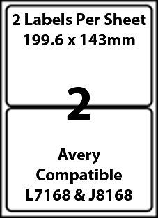 Avery Compatible Inkjet/Laser 2 Blank Address Labels 5 Sheets L7168