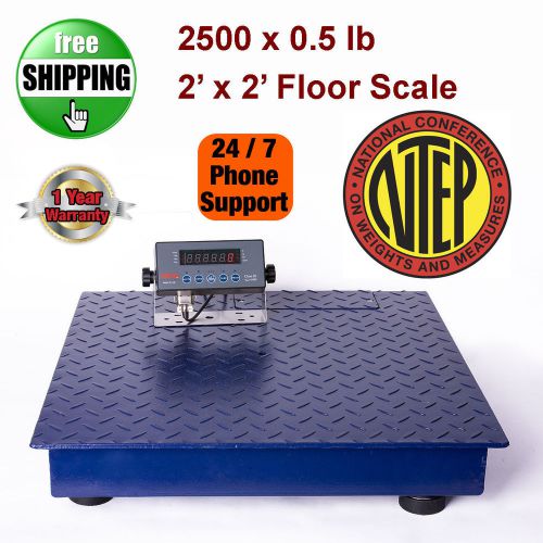 New NTEP 2500lb/0.5lb 2&#039;x2&#039; Heavy Duty Floor Scale w/NTEP Indicator Built-in Bat