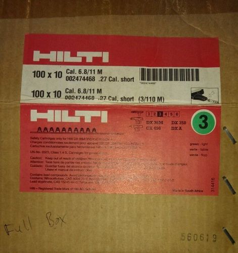 Hilti green shots, box of 1000, .27 cal. short for sale