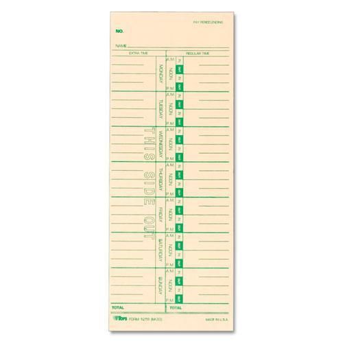 NEW TOPS 1259 Time Card for Acroprint, IBM, Lathem and Simplex, Weekly, 3-1/2 x