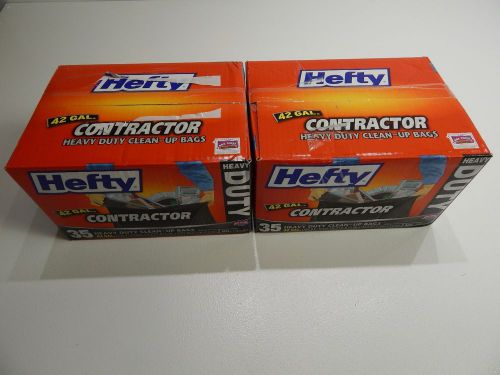 Lot of 2 industrial black plastic 35pc heavy duty contractor clean up bags hefty for sale