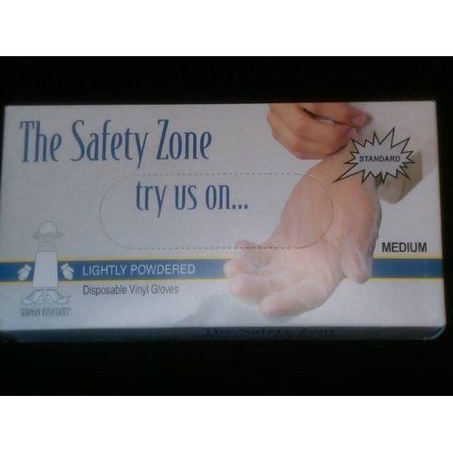 Disposable Vinyl Gloves - Lightly Powdered  Clear  Latex Free and Allergy Free
