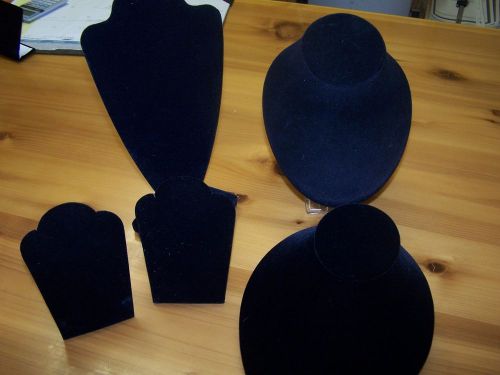 Lot of 5 Necklace Pendant displays bust stands Black velvet