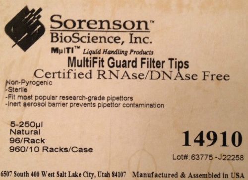 SORENSON BIOSCIENCE 14910,  MULTIFIT GUARD FILTER TIPS, 5-250uL,960/10 Rack/Case