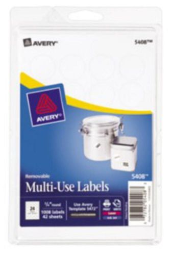 Avery Removable Multi-Use Labels, Printable, White, 3/4&#034; Round, 1008 Pack NEW