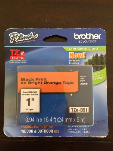Brother TZeB51 Black on Orange P-Touch Tape TZe-B51, TZB51, TZ-B51 ptouch label