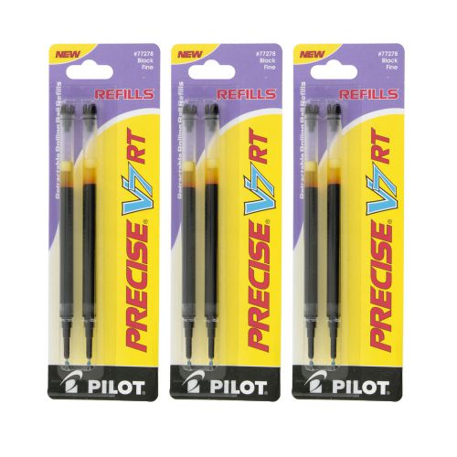 Pilot Precise V7 Rollerball Pen Refills, 0.7mm, Fine Point, Black Ink, Pack of 6