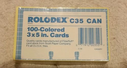 GENUINE New Rolodex C35 YELLOW Index Card Refill 100 Count 3x5 File Cards Canary