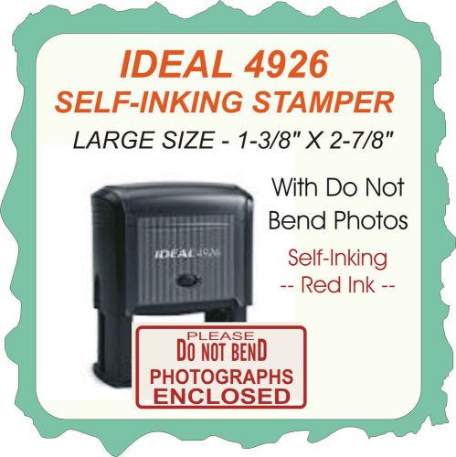 Photographs Enclosed - Do Not Bend, Self Inking Rubber Stamp 4926 Red