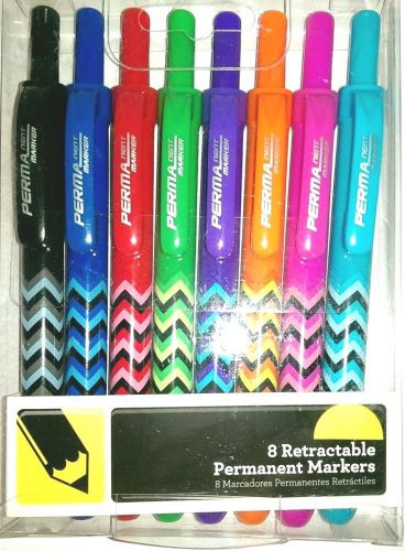 8 Retractable BH-2007M Permament Color Markers with Pocket Clips &amp; Graphics(New)