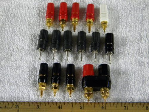 Lot of 15, Various 5 Way Binding Post, 15 Amp, Plated Brass, NEW-NOS