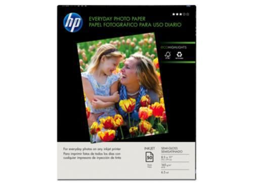 Q8723A HP Everyday Semi-Gloss Photo Paper Paper8.5X11Semi Gloss50C