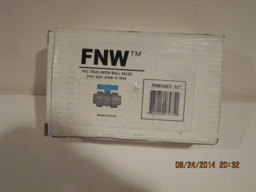 NEW IN BOX FNW340ED 1/2&#034; PVC TRUE UNION BALL VALVE PTFE SEAT EPDM &#034;O&#034; RING NIB
