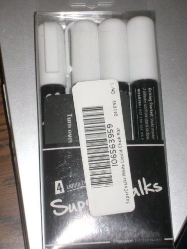 SuperChalks White Liquid Chalk Marker Pens 4-Pack - 4mm Regular Tip - Brilliant
