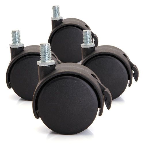 5pcs 2.5&#034; Swivel Caster Nylon Wheel with Brake Chair Table Replacement Black