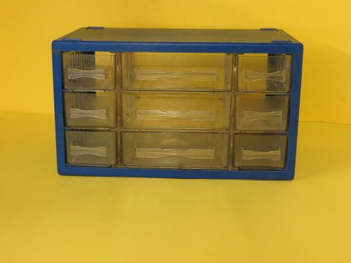 Vintage 9 Drawer Blue Plastic Small Parts Organizer Storage Cabinet Sewing Craft