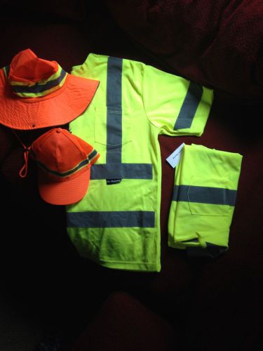 safety shirts 2 and 2 safety hats all large