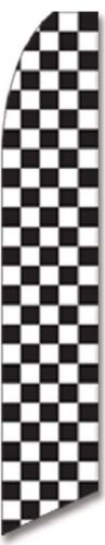 BLACK WHITE CHECKER SWOOPER TALL BOW FEATHER FLAG BANNER 15ft JNF