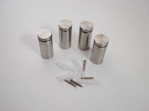4 Pack 1&#034; Diameter 2&#034; Tall Stainless Steel Stand-Offs with Screws &amp; Anchors
