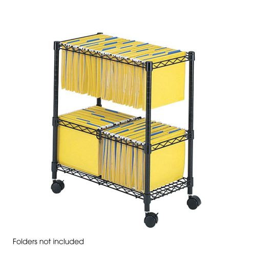 Safco Two-Tier Mobile Rolling File Cart Black Storage