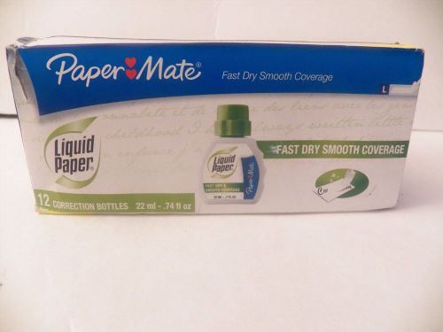 PaperMate Liquid Paper  Fast Dry, 22 ml Bottle, White. Box of 12