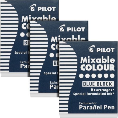 Pilot Parallel Mixable Colour Pen Ink Refills, Blue-Black Ink, 3 Boxes of 6
