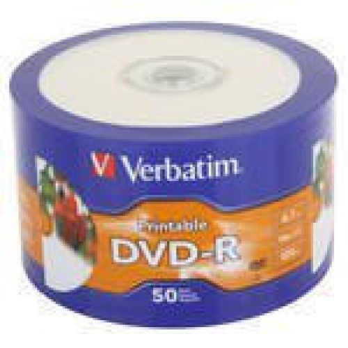 Verbatim 16X DVD-R white inkjet hub printable, 50 pack