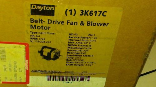 DAYTON 3K617C BELT-DRIVE FAN &amp; BLOWER MOTOR New