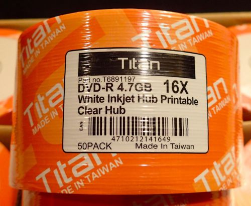 Titan Duplication Grade White Inkjet Clear Hub Printable 16X DVD-R Media 50 Pack