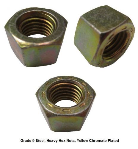 GR 9 Steel, Zinc Yellow Heavy Hex Nut RH, 5/8&#034;-11 x 15/16&#034; W x 23/32&#034; H, 5 pcs