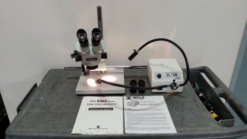 Meiji Technologies EMZ Zoom Stereo Microscope + FL-150 Fiber Optic Light Source