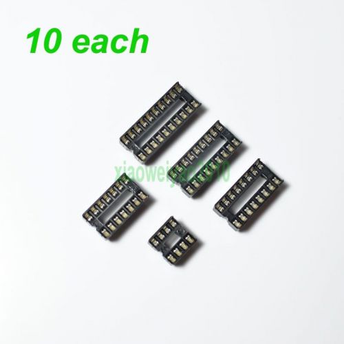 10PCS each 8,14,16,18,20 Pin DIP IC Sockets