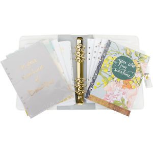Color Crush A5 Faux Leather Personal Planner Kit-Teal Stripe 799456076775