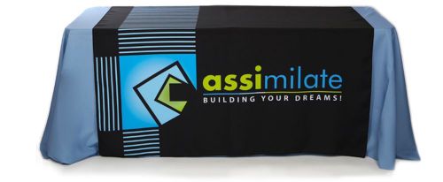 Table runner, 5ft x 7ft (84“) length, we print color with your logo