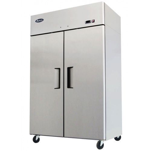 ATOSA MBF8005 TOP MOUNT TWO (2) DOOR REFRIGERATOR STAINLESS STEEL W/CASTERS