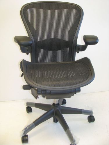 Aeron fully adjustable ergonomic chair black size b w/lumbar herman miller for sale