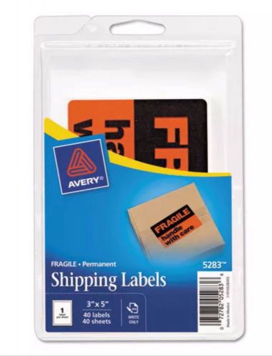 NIP Avery ~Fragile Handle with Care Labels~ 3&#034; x 5&#034; ~Neon Red~40 Labels Per Pack