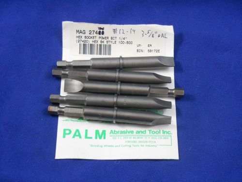 LOT of 5 Bosch Magna Size 12 - 14 Slotted Power Bit, 3-5/8&#034; OAL, for 1/4&#034; Hex