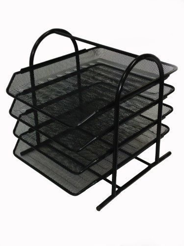Buddy Products Mesh 4-Tier Letter Tray, 13.8 x 11.8 x 12.3 Inches, Black ZD018-4