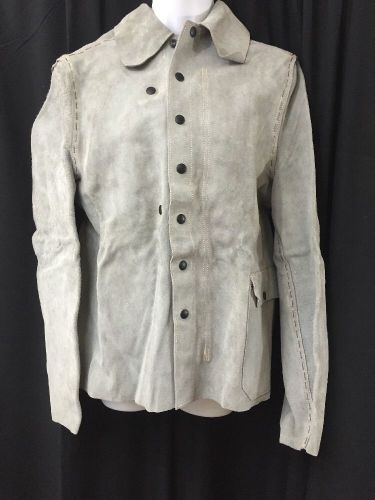 GREEN VALLEY Leather Welders Jacket Medium Button Up Long Sleeve