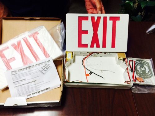 e-conolight Slim Profile LED EXIT sign Double Face RED Lens Battery Backup White