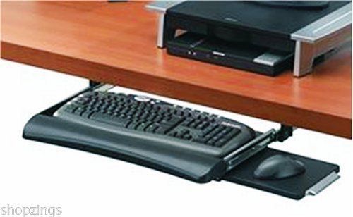 Keyboard mouse tray drawer underdesk under desk sliding mount office home black for sale