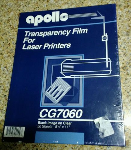 New &amp; Sealed APOLLO TRANSPARENCY FILM for Laser Printers CG7060 50 Sheet 8.5x11