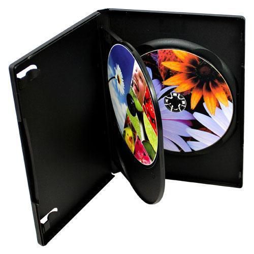 50-pk generic black standard 14mm triple 3-in-1 dvd cd disc storage case holder for sale