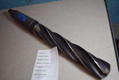 1-19/32&#034; dia. core drill bit morse taper shank no.5 mt--- 4 flutes hercules d133 for sale