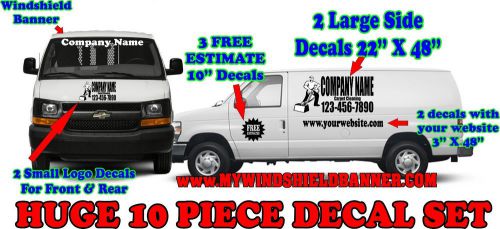 Huge 10 piece carpet cleaning decal set. great for advertising. for van truck for sale