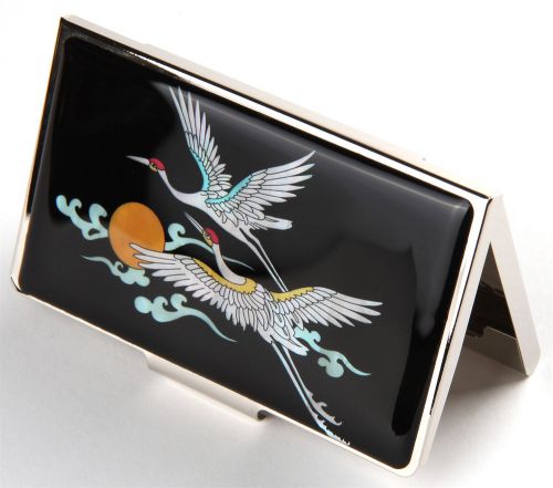 Flyibg Crane Mother Of Pearl MOP Business Credit Name ID Card Case Holder Metal