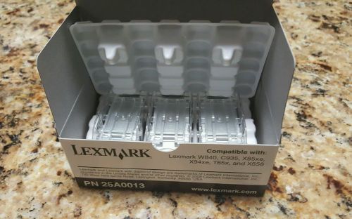 New - genuine lexmark 25a0013 lot of 3 staple cartridges 15000 total staples for sale